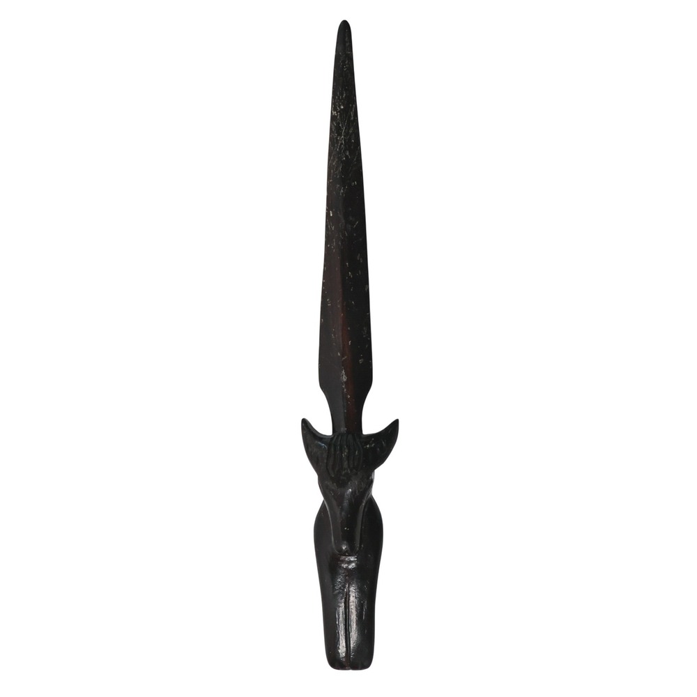 Vintage Hand Carved Dark Ebony Wood Cow Letter Opener Primitive Rustic Farm Gift
